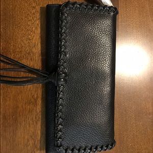 Banana Republic Black Leather Wristlet Handbag Never Used. Smoke free home.